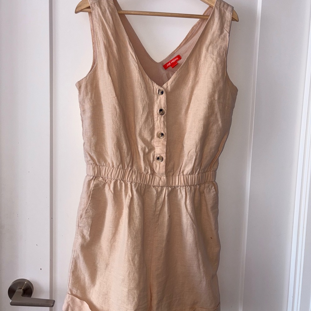 Stylish Beige Button-Up Romper